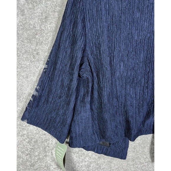 Maya Brooke Crinkle Sequin Lace Open Front Blazer Jacket Women 14W Navy Blue NWT - Picture 13 of 16